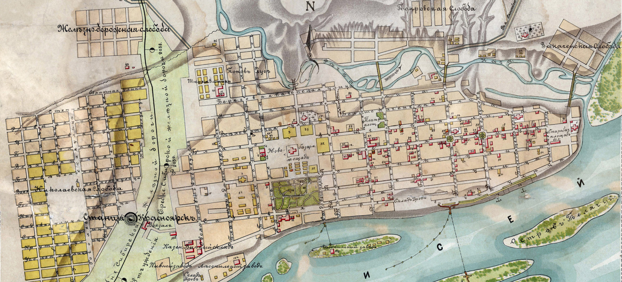 Старая карта Красноярска 1906г.
